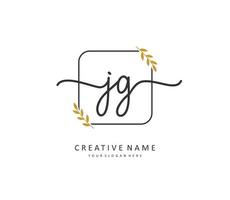 JG Initial letter handwriting and  signature logo. A concept handwriting initial logo with template element. vector