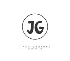 JG Initial letter handwriting and  signature logo. A concept handwriting initial logo with template element. vector
