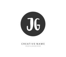 JG Initial letter handwriting and  signature logo. A concept handwriting initial logo with template element. vector