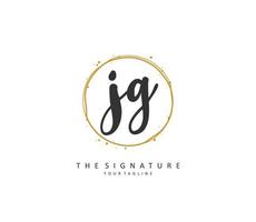 JG Initial letter handwriting and  signature logo. A concept handwriting initial logo with template element. vector