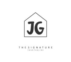 JG Initial letter handwriting and  signature logo. A concept handwriting initial logo with template element. vector