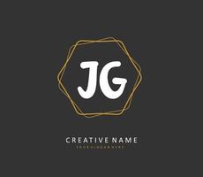 JG Initial letter handwriting and  signature logo. A concept handwriting initial logo with template element. vector