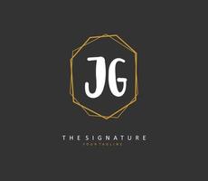 JG Initial letter handwriting and  signature logo. A concept handwriting initial logo with template element. vector