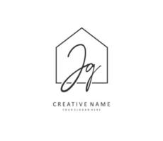 JG Initial letter handwriting and  signature logo. A concept handwriting initial logo with template element. vector