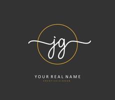 JG Initial letter handwriting and  signature logo. A concept handwriting initial logo with template element. vector