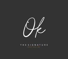 O K OK Initial letter handwriting and  signature logo. A concept handwriting initial logo with template element. vector