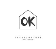 O K OK Initial letter handwriting and  signature logo. A concept handwriting initial logo with template element. vector