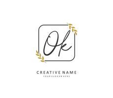 O K OK Initial letter handwriting and  signature logo. A concept handwriting initial logo with template element. vector