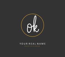 O K OK Initial letter handwriting and  signature logo. A concept handwriting initial logo with template element. vector