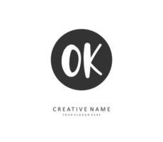 O K OK Initial letter handwriting and  signature logo. A concept handwriting initial logo with template element. vector