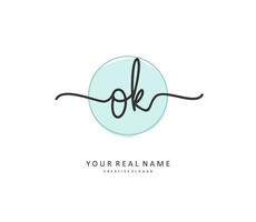 O K OK Initial letter handwriting and  signature logo. A concept handwriting initial logo with template element. vector