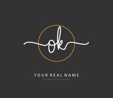 O K OK Initial letter handwriting and  signature logo. A concept handwriting initial logo with template element. vector