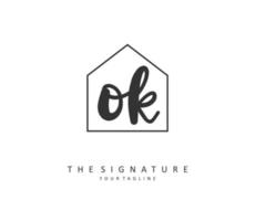 O K OK Initial letter handwriting and  signature logo. A concept handwriting initial logo with template element. vector