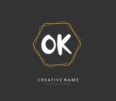 O K OK Initial letter handwriting and  signature logo. A concept handwriting initial logo with template element. vector