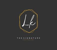 L K LK Initial letter handwriting and  signature logo. A concept handwriting initial logo with template element. vector