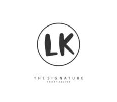 L K LK Initial letter handwriting and  signature logo. A concept handwriting initial logo with template element. vector