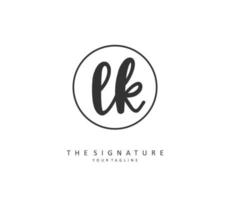 L K LK Initial letter handwriting and  signature logo. A concept handwriting initial logo with template element. vector