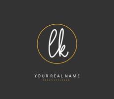 L K LK Initial letter handwriting and  signature logo. A concept handwriting initial logo with template element. vector