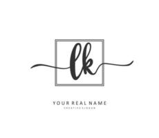 L K LK Initial letter handwriting and  signature logo. A concept handwriting initial logo with template element. vector