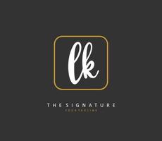 L K LK Initial letter handwriting and  signature logo. A concept handwriting initial logo with template element. vector