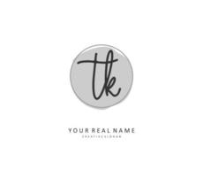 T K TK Initial letter handwriting and  signature logo. A concept handwriting initial logo with template element. vector