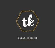 T K TK Initial letter handwriting and  signature logo. A concept handwriting initial logo with template element. vector