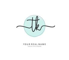 T K TK Initial letter handwriting and  signature logo. A concept handwriting initial logo with template element. vector