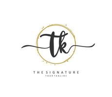 T K TK Initial letter handwriting and  signature logo. A concept handwriting initial logo with template element. vector