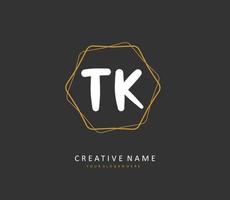 T K TK Initial letter handwriting and  signature logo. A concept handwriting initial logo with template element. vector