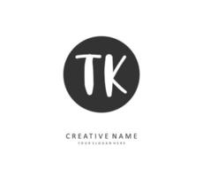 T K TK Initial letter handwriting and  signature logo. A concept handwriting initial logo with template element. vector