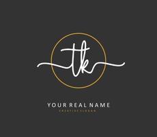 T K TK Initial letter handwriting and  signature logo. A concept handwriting initial logo with template element. vector