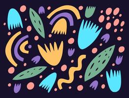 Colorful abstract shapes set. Hand drawn background and texture. vector