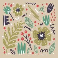 Flowers and Nature colorful texture and shape elements. vector
