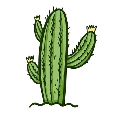 Cactus in the soil. Mexican sign. Hand drawn vector illustration.
