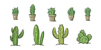 Hand drawn cactus set collection. Modern sketch vector illustration isolated on white background.