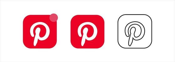 Set of social networking icons. Pinterest Web design flat icons isolated on white background vector