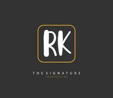 R K RK Initial letter handwriting and  signature logo. A concept handwriting initial logo with template element. vector