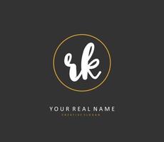 R K RK Initial letter handwriting and  signature logo. A concept handwriting initial logo with template element. vector