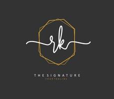 R K RK Initial letter handwriting and  signature logo. A concept handwriting initial logo with template element. vector