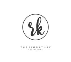 R K RK Initial letter handwriting and  signature logo. A concept handwriting initial logo with template element. vector