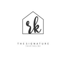 R K RK Initial letter handwriting and  signature logo. A concept handwriting initial logo with template element. vector