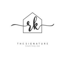 R K RK Initial letter handwriting and  signature logo. A concept handwriting initial logo with template element. vector