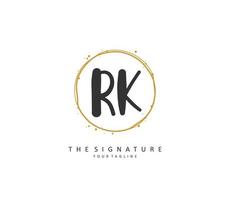R K RK Initial letter handwriting and  signature logo. A concept handwriting initial logo with template element. vector