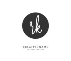 R K RK Initial letter handwriting and  signature logo. A concept handwriting initial logo with template element. vector