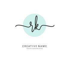 R K RK Initial letter handwriting and  signature logo. A concept handwriting initial logo with template element. vector