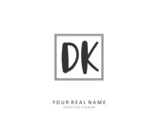 D K DK Initial letter handwriting and  signature logo. A concept handwriting initial logo with template element. vector