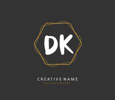 D K DK Initial letter handwriting and  signature logo. A concept handwriting initial logo with template element. vector