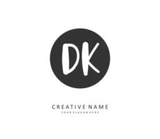 D K DK Initial letter handwriting and  signature logo. A concept handwriting initial logo with template element. vector