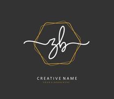 Z B ZB Initial letter handwriting and  signature logo. A concept handwriting initial logo with template element. vector