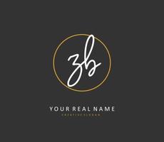 Z B ZB Initial letter handwriting and  signature logo. A concept handwriting initial logo with template element. vector